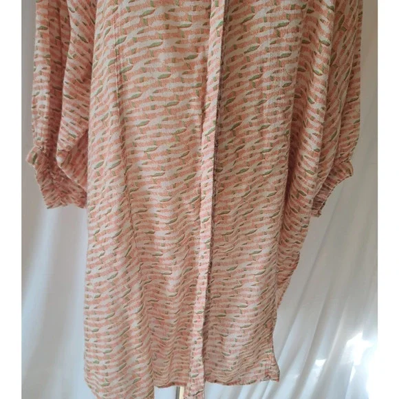 Anthropologie Maeve Womens Orange Multi Lena Yarn Dyed Oversized Tunic Top Large - Picture 4 of 11